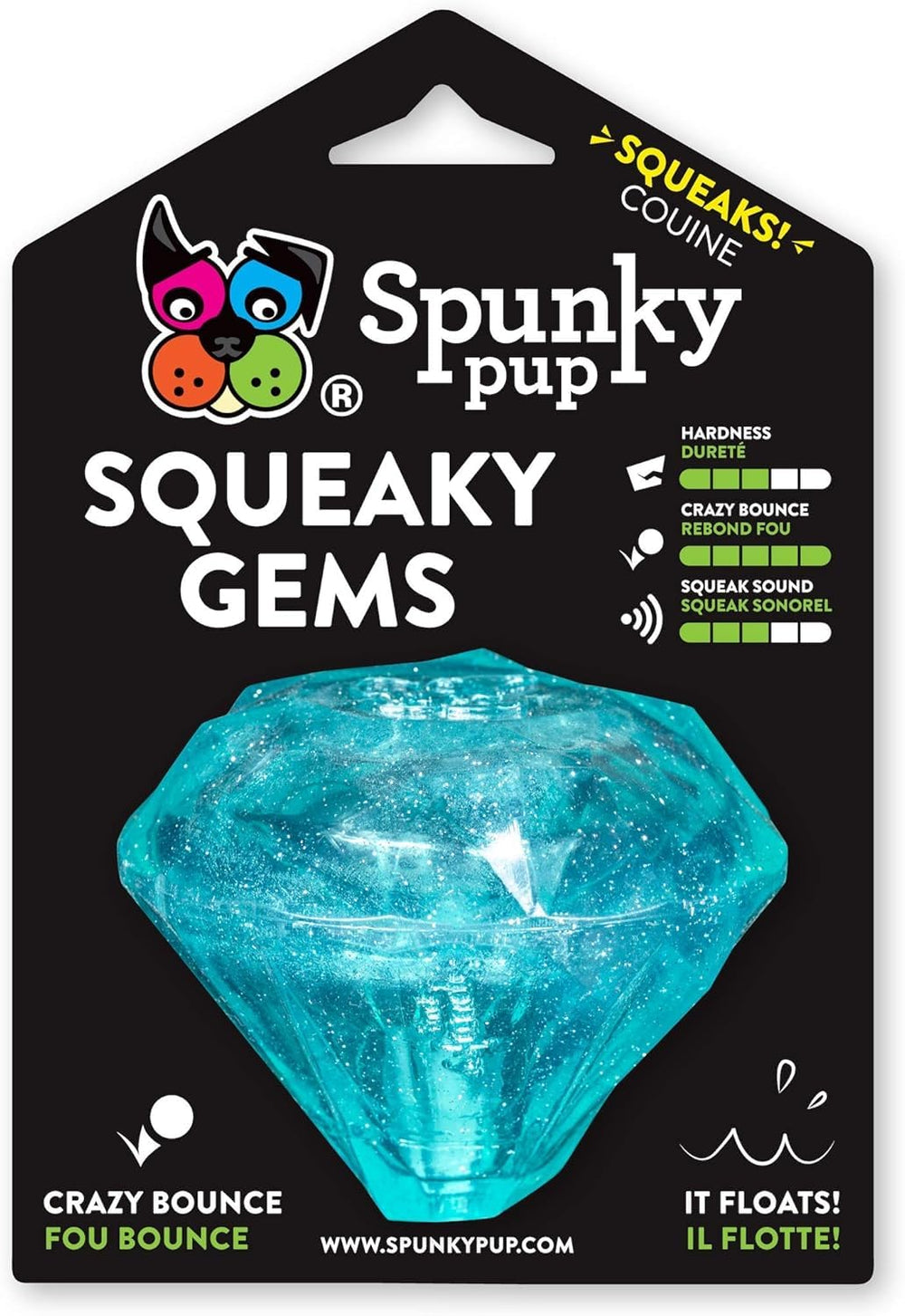 Spunky Pup Diamant Siffleur, rebond imprévisible pour des jeux énergiques.