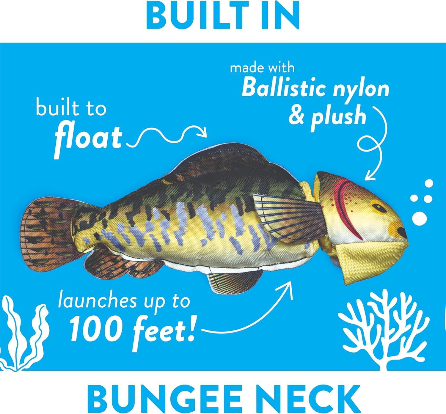 Spunky Pup Fly & Fetch – Lanceur élastique, permet des lancers jusqu'à 30 mètres