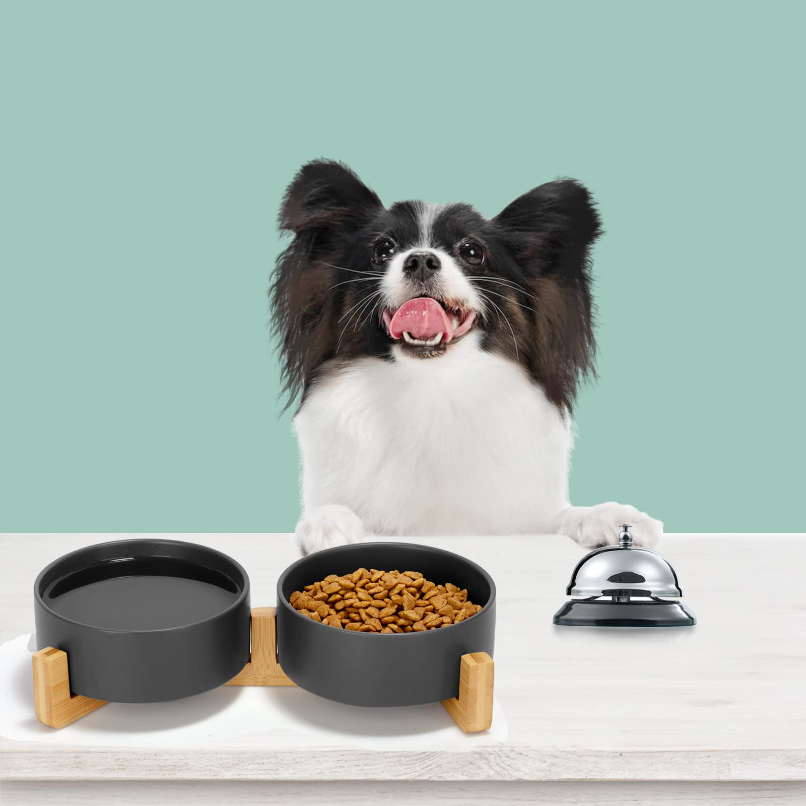SPUNKYJUNKY bol-chien-400ml-avec-support-bois, hauteur adaptée.