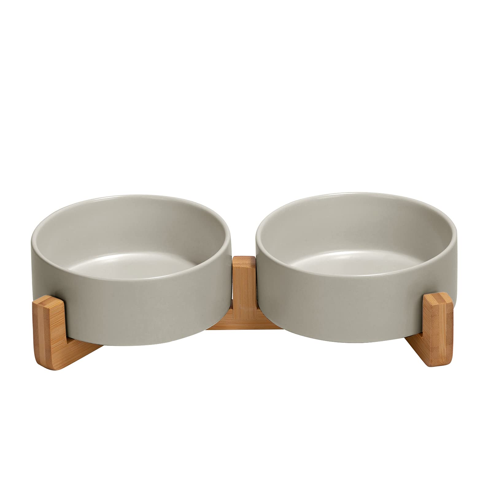 Bol SPUNKYJUNKY en céramique pour chat et petit chien sur support en bois.
