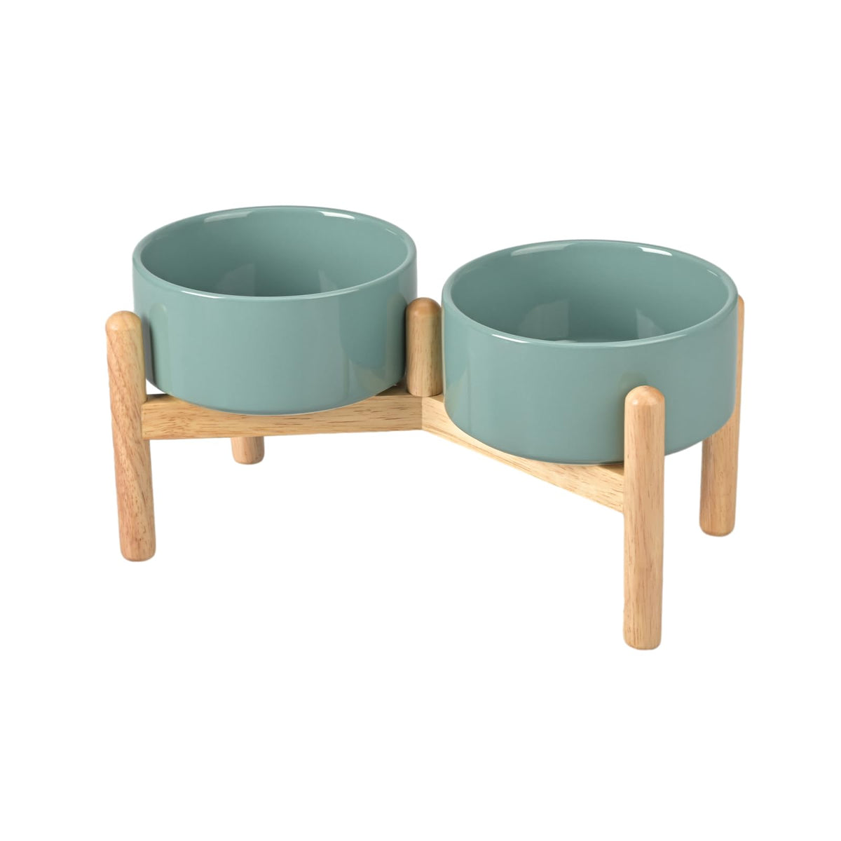 SPUNKYJUNKY: gamelles elevées en céramique sur socle bois, améliore la posture lors du repas