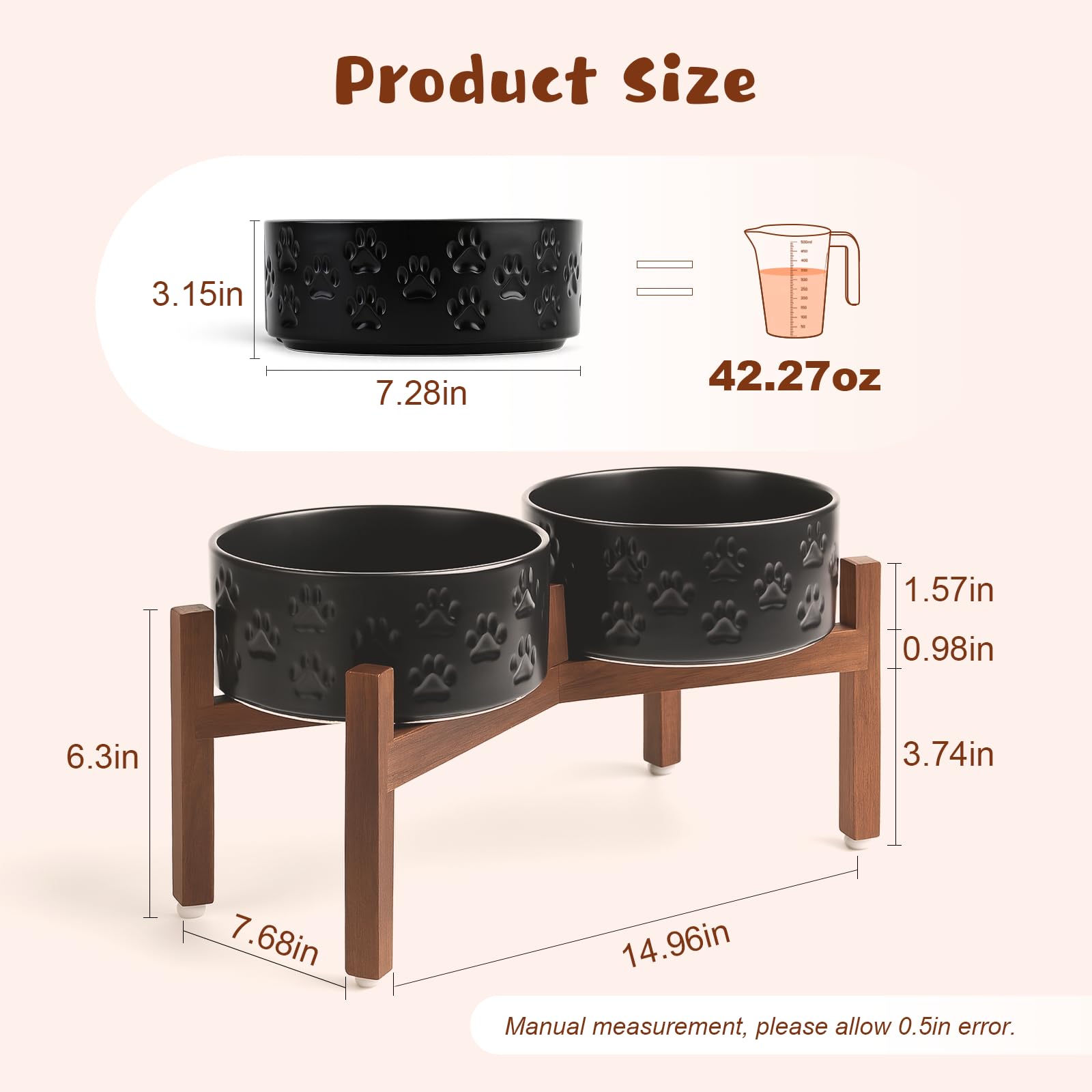 Socle ACACIA SPUNKYJUNKY, élévateur stable pour chien moyen