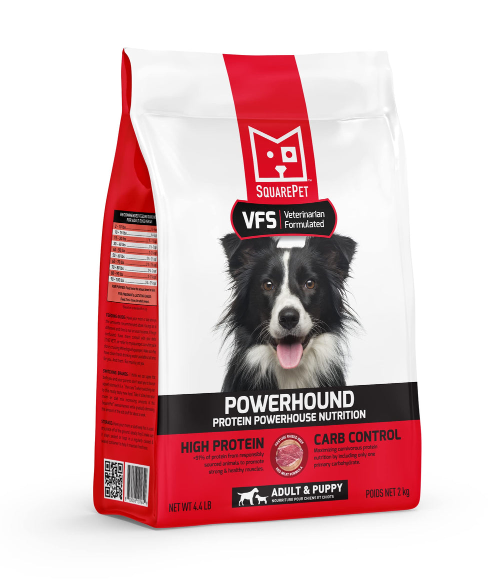 SquarePet VFS PowerHound Viande Rouge – sac de croquettes riches en protéines pour chiens actifs.