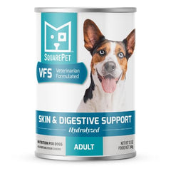 SquarePet VFS soin peau digestion — boîte, peau saine et digestion équilibrée pour chiens sensibles.
