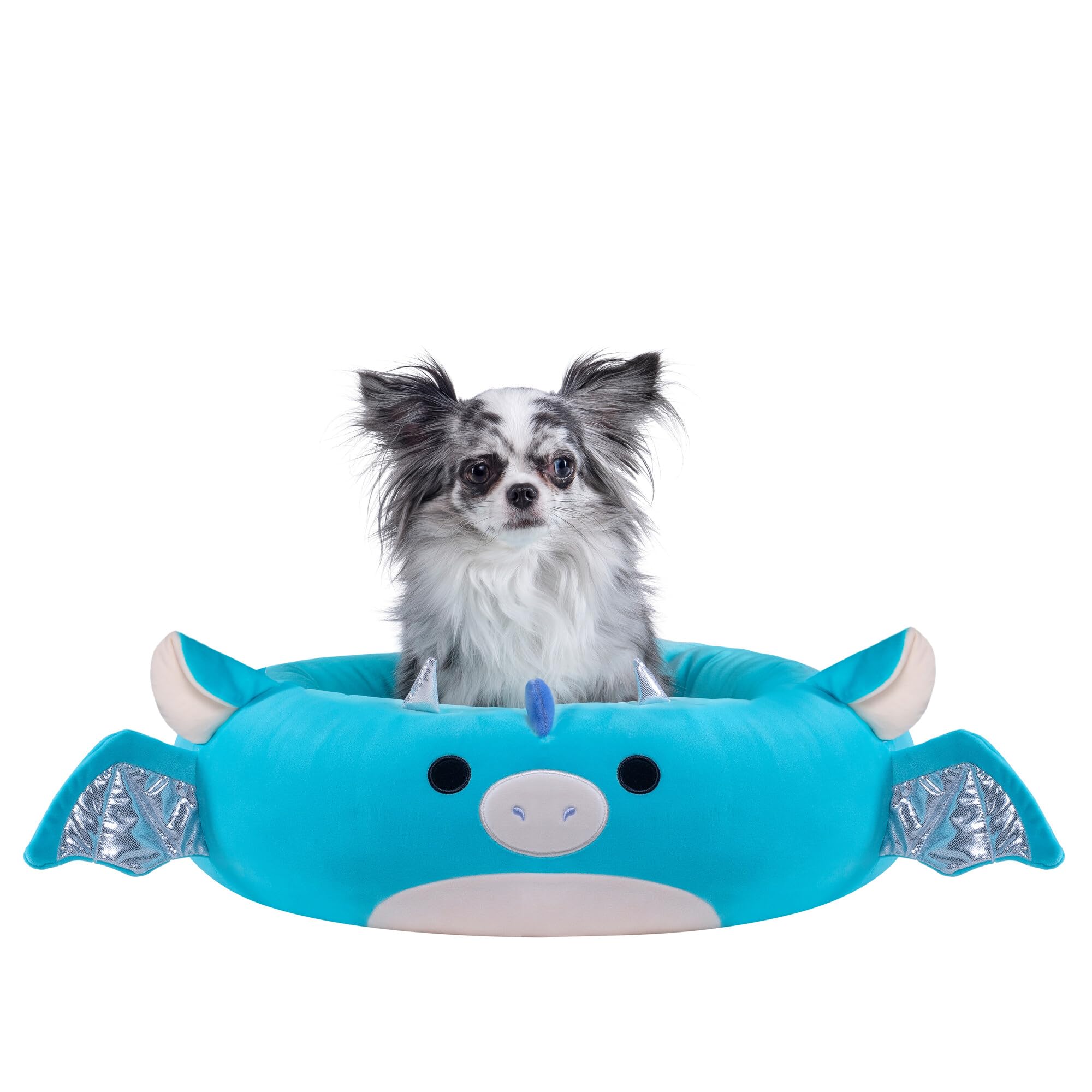 Lit doux Tatiana Dragon par Squishmallows, parfait pour des câlins et siestes.