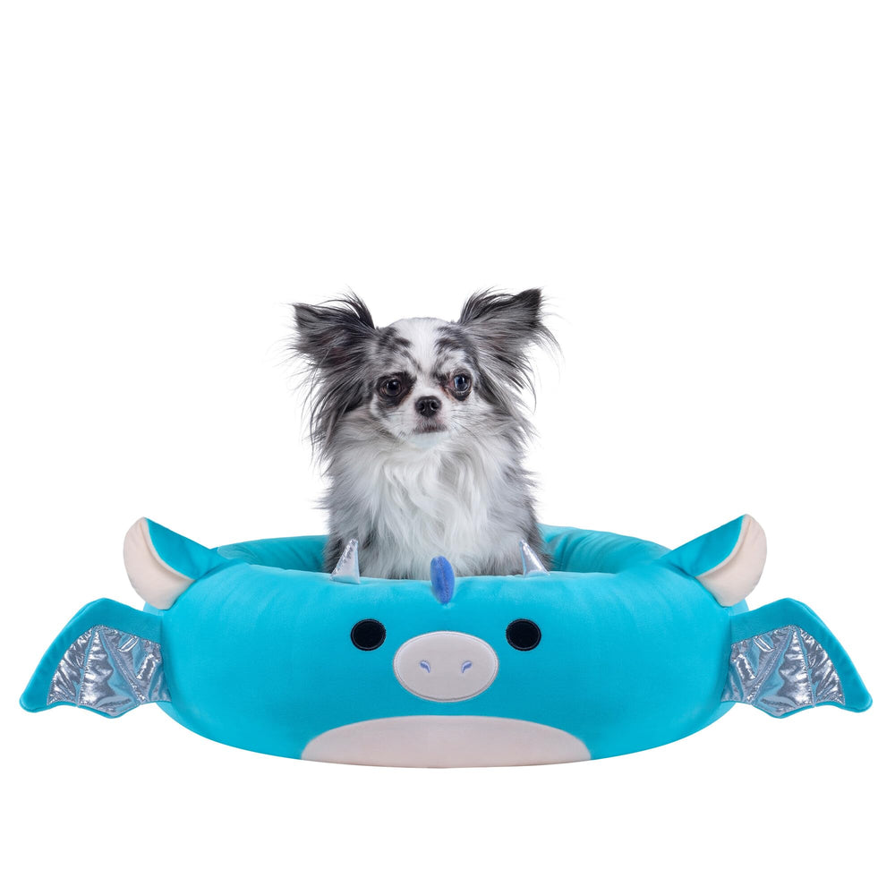 Lit doux Tatiana Dragon par Squishmallows, parfait pour des câlins et siestes.