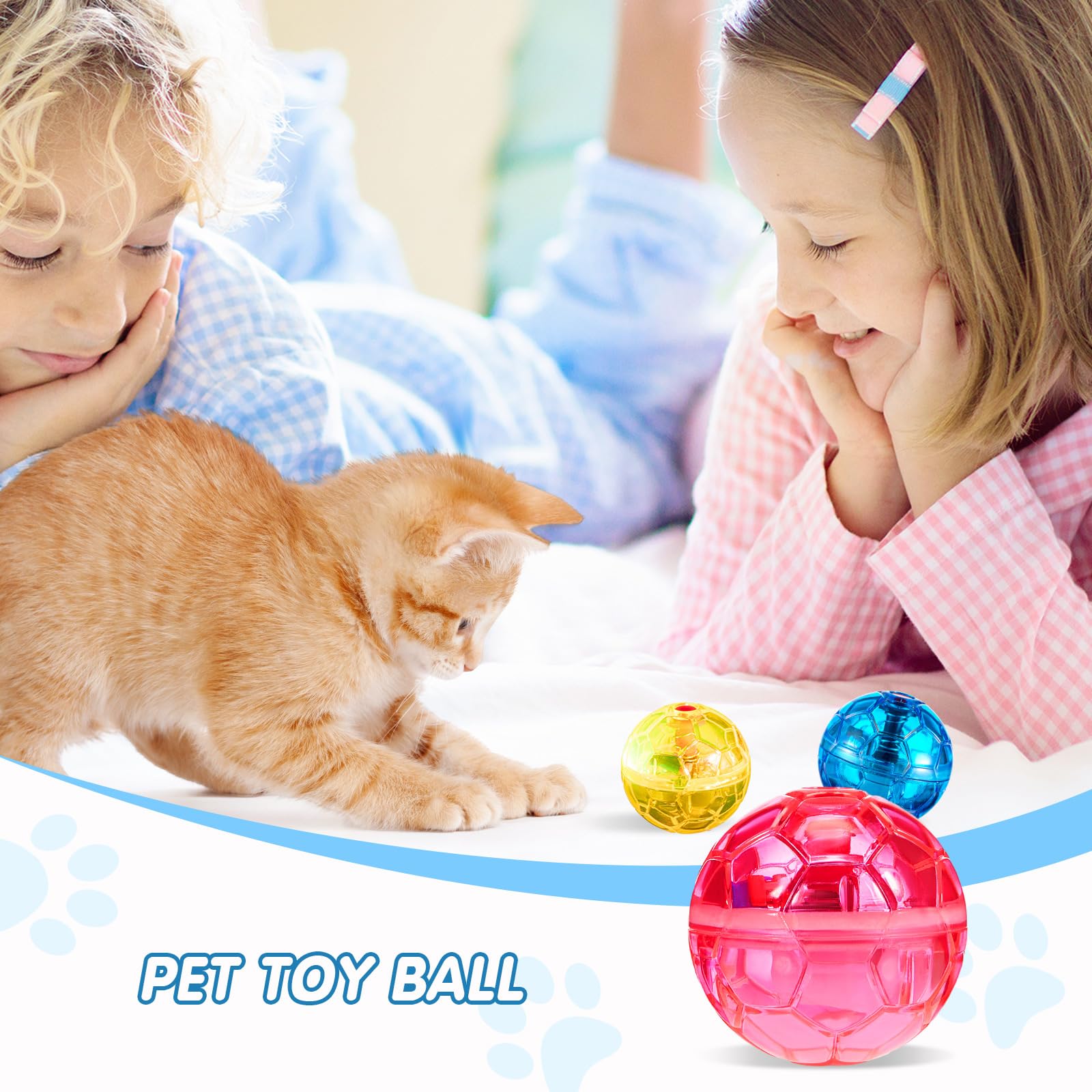 Sratte balle-chat lumineuse activité extérieure, divertit chien et chat dehors.