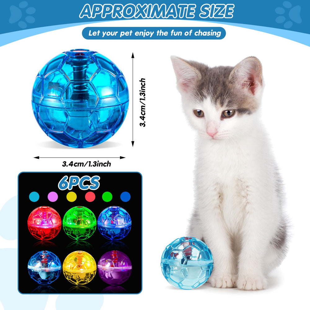 Sratte balle-chat lumineuse bleu clair, idéale pour jeux nocturnes sécurisés.