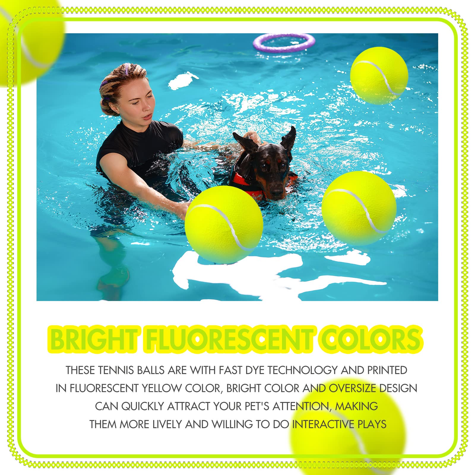 Sratte ballon tennis géant posé sur sol, jeu intérieur pour chien.