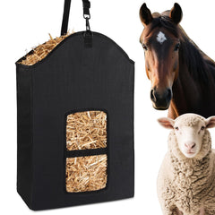 Srefaka sac à foin avec ouverture, distribution mesurée pour un repas plus calme.