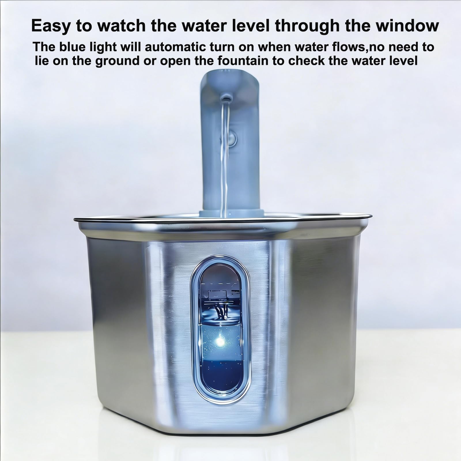 Jet d'eau élevé et naturel facilitant l'hydratation des animaux.