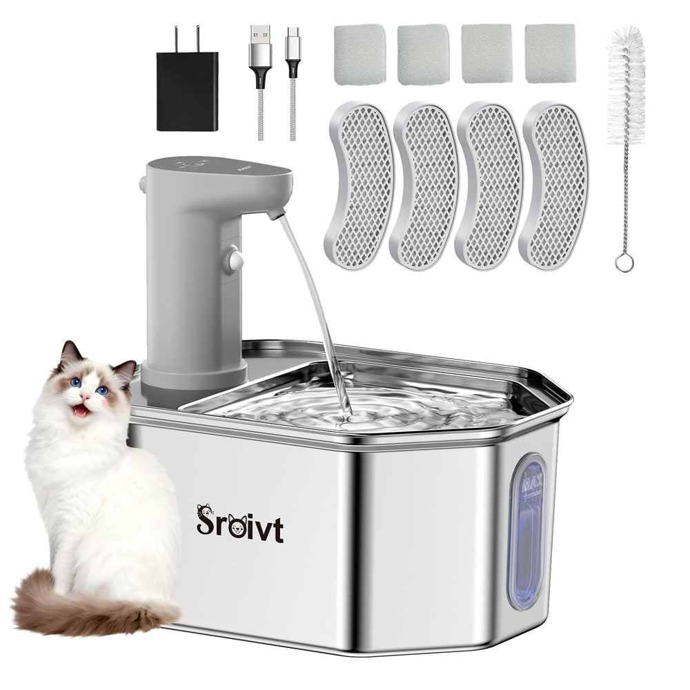 Fontaine SROIVT en acier inoxydable pour chat, eau durable.