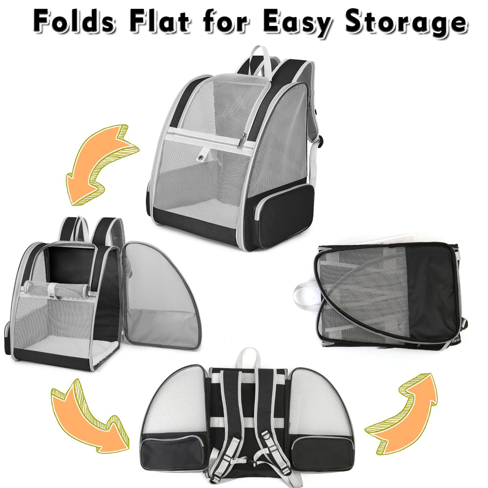 SSAWcasa sac-a-dos porte-chat poches latérales: rangements pratiques pour friandises et effets personnels.