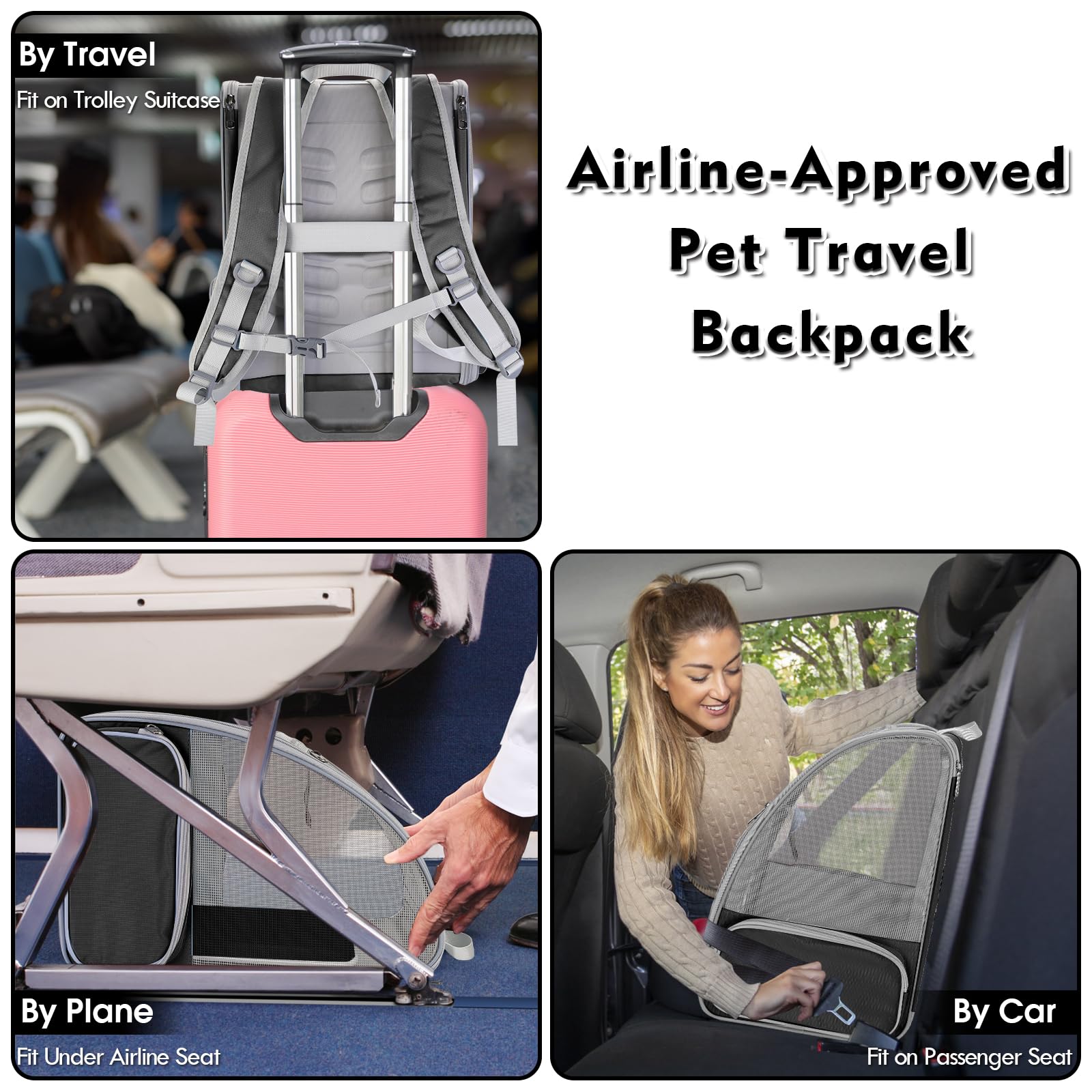 SSAWcasa sac-a-dos porte-chat sangles ergonomiques: réduction de la pression sur épaules et dos.