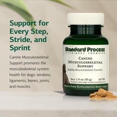 Standard Process Canine Musculoskeletal Support — doseur moyen pour grands flacons, dosage adapté au chien.
