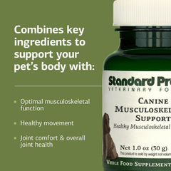 Standard Process Canine Musculoskeletal Support — texture en poudre, richesse nutritionnelle pour les muscles.