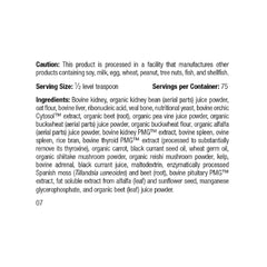 Standard Process Canine Renal Support, etiquette produit, soutien hépatique et cardiovasculaire possible.