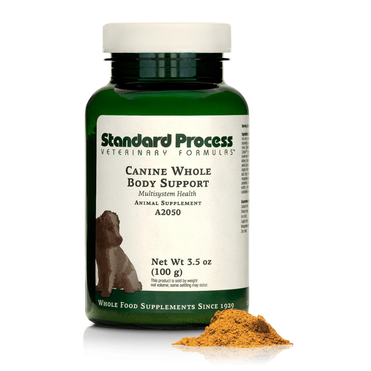 Standard Process Inc: poudre chien 100 g avec étiquette, soutien multisystème potentiel.