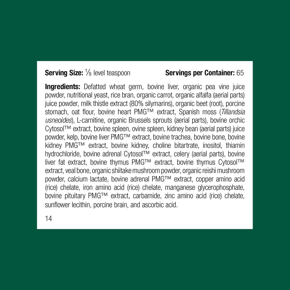 Standard Process Inc. poudre-soutien-multisysteme-chien-02 soutient la routine nutritionnelle canine.