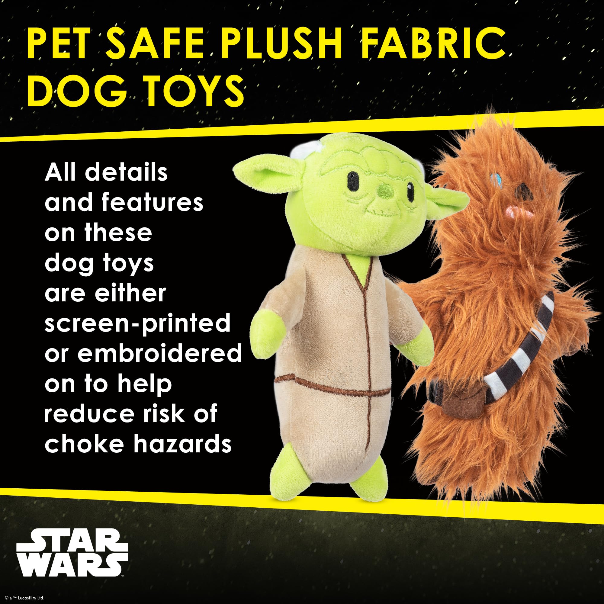 Ensemble de deux jouets STAR WARS Chewbacca et Yoda pour chiens.