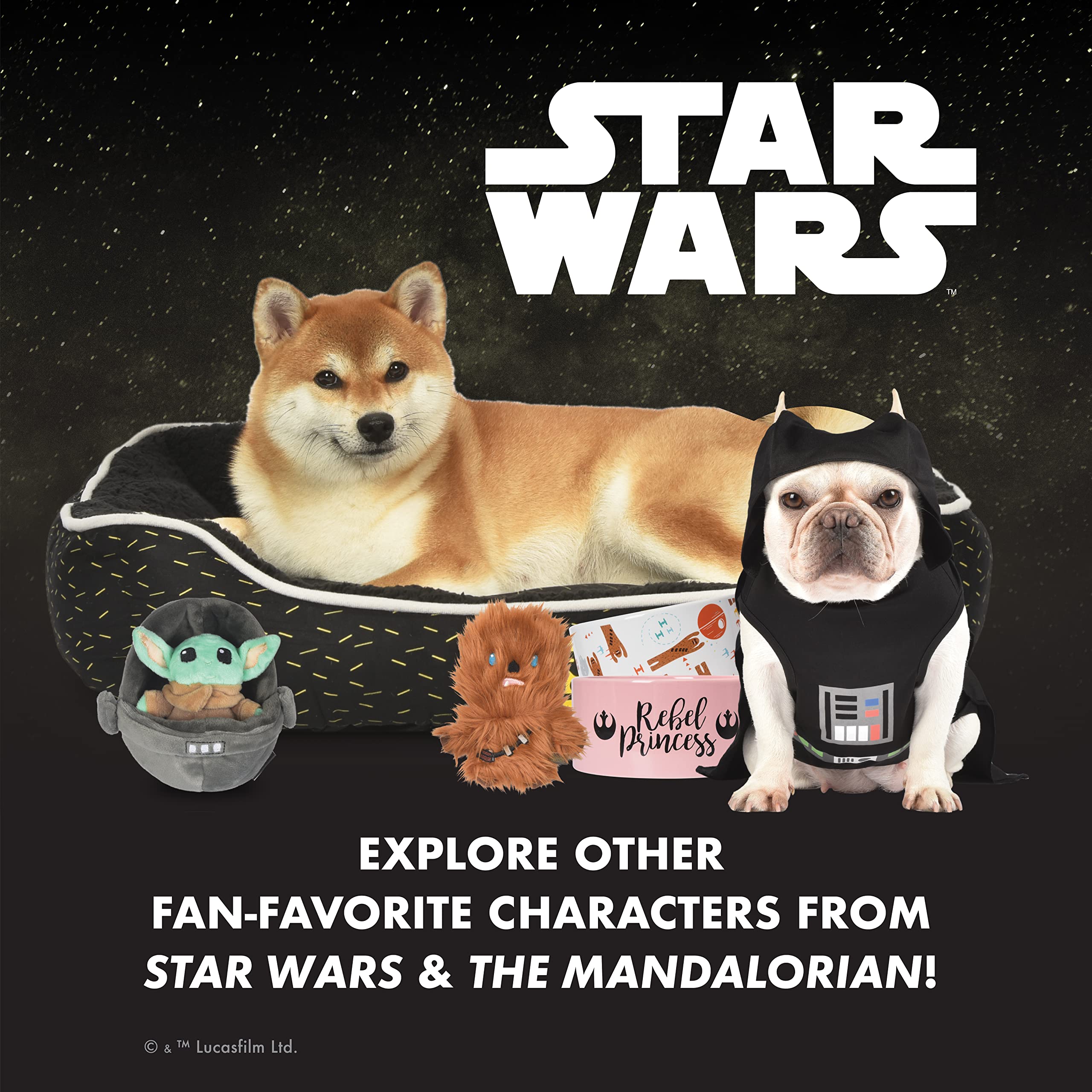 Détails brodés STAR WARS sur les peluches, durables pour mordeurs légers