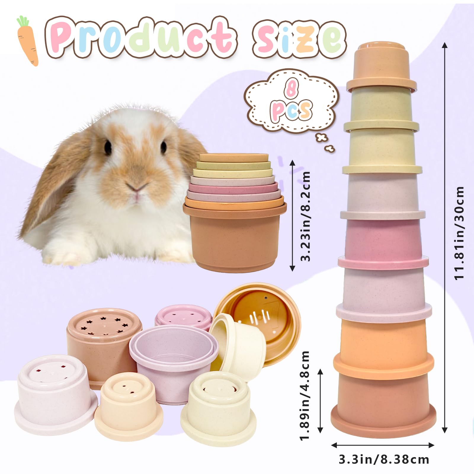 Starfa Lab coupes emboitees colorées pour lapin et cobaye, jeu et cache friandises.