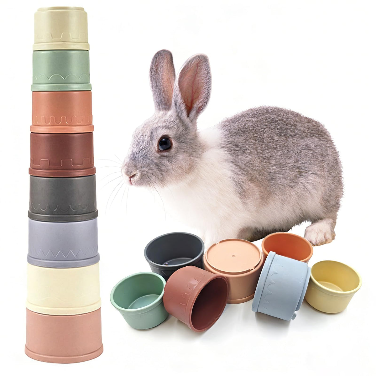 Starfa Lab gobelets empilables pour petits animaux, favorisent l’exploration et le jeu.