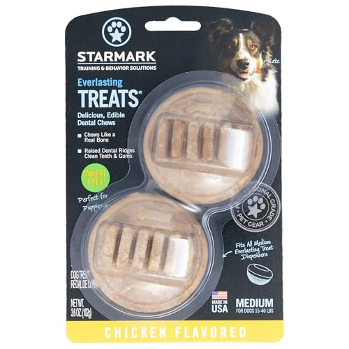 Starmark Everlasting Treat moyen au poulet – texture crêtes dentaires favorisant le nettoyage des dents.