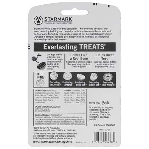 Starmark Everlasting Treat Small Chicken USA – Utilisation avec dispenseur pour stimulation mentale.
