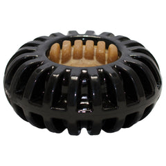 Jouet Starmark Everlasting Treat Wheeler extérieur avec rainures remplies pour friandises pratiques.