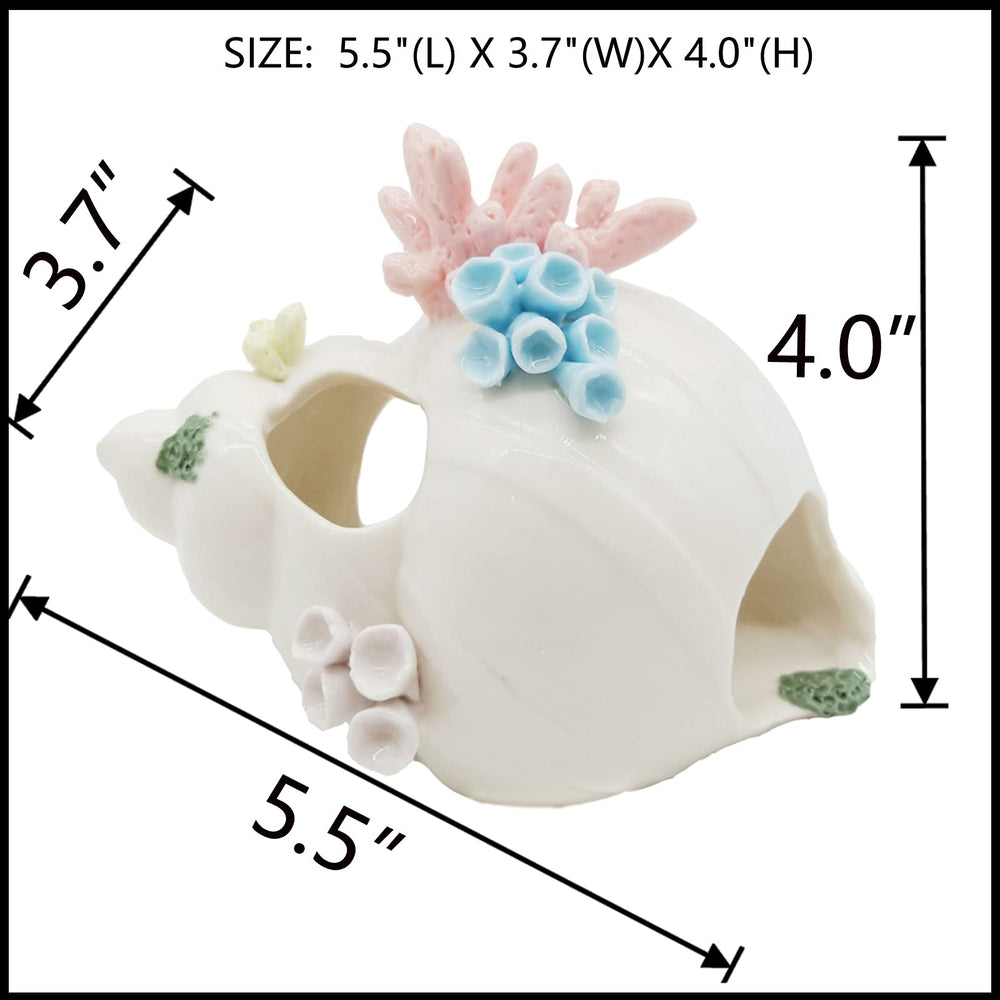 Conque en céramique blanche Starryfill, décor élégant pour réservoir 5 à 50 gallons.