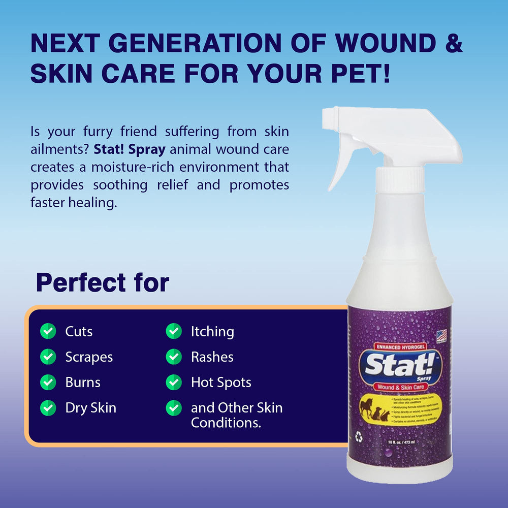Stat! Spray – formule naturelle à base de plantes pour animaux.