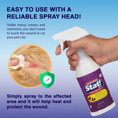 Stat! Spray – idéal pour chiens, chats et chevaux et leurs soins.