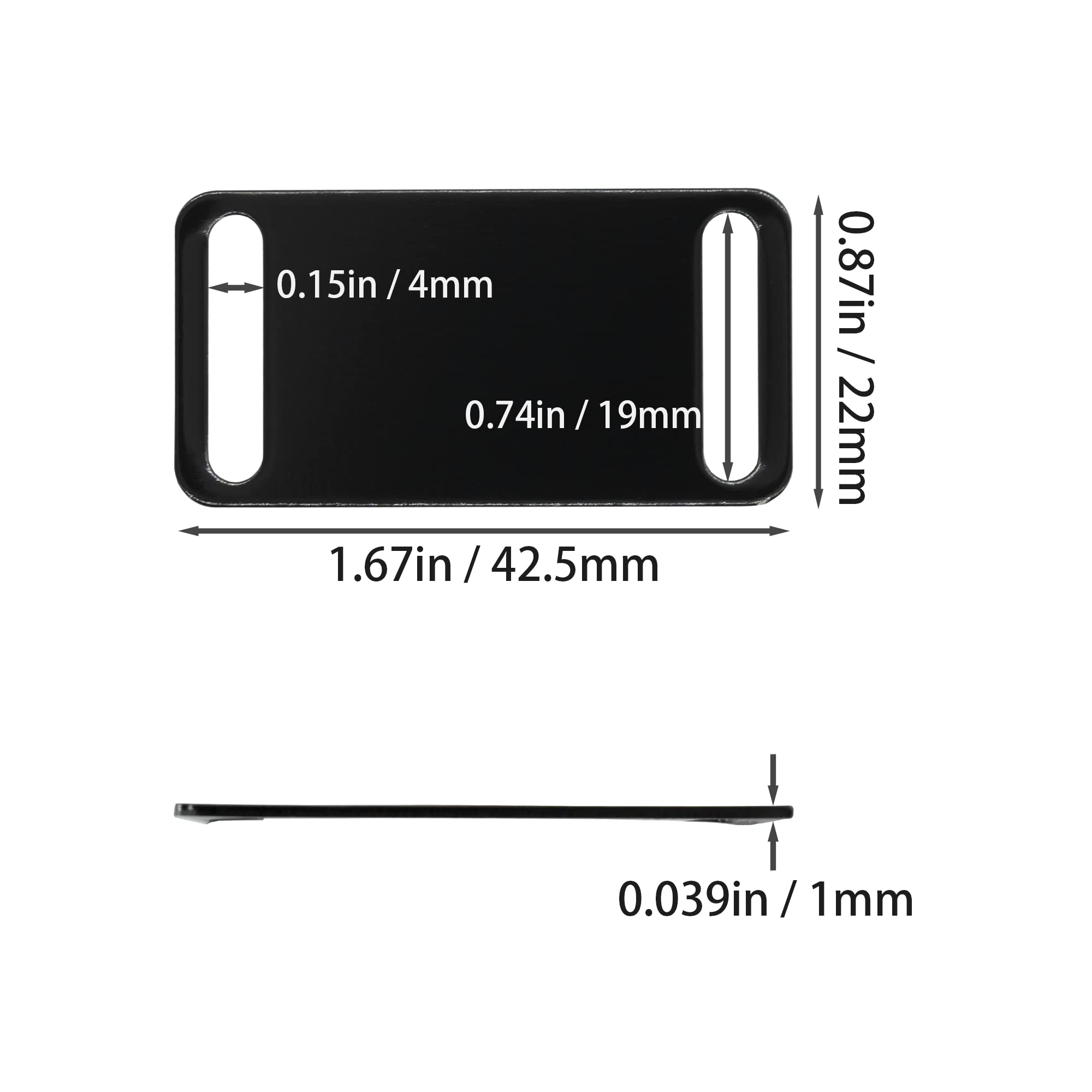 StayMax dog tag aluminium arêtes polies pour un toucher doux.