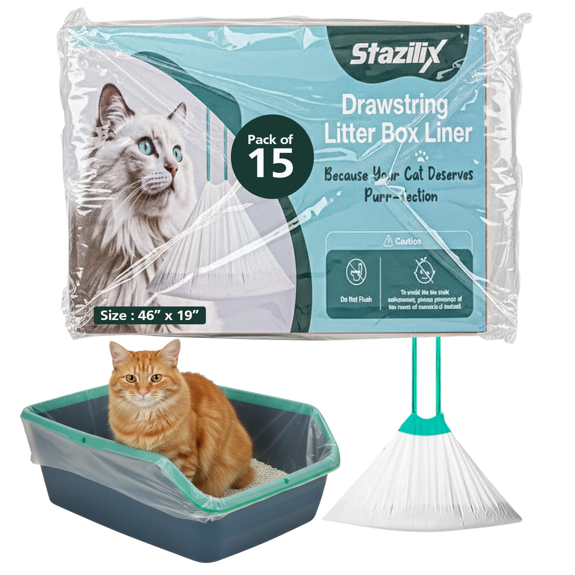 Stazilix XL 46x19: doublure résistante et étanche pour bac à litière.