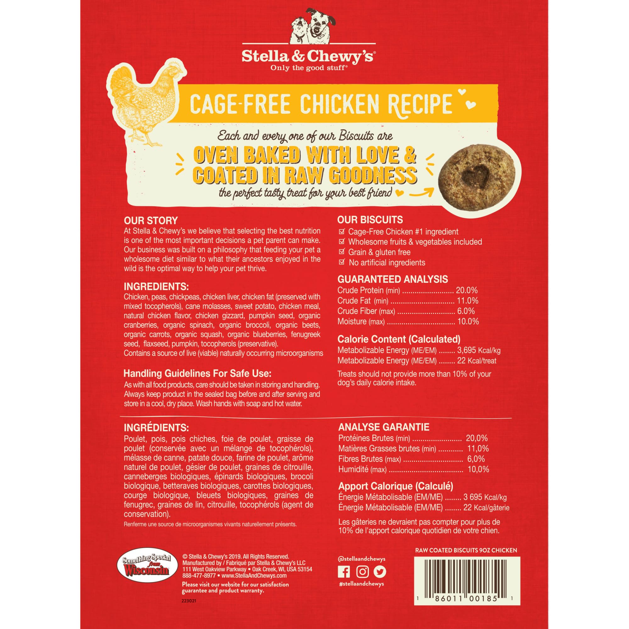 Stella & Chewy's biscuits poulet sans cage, biscuit épais idéal pour récompenses.