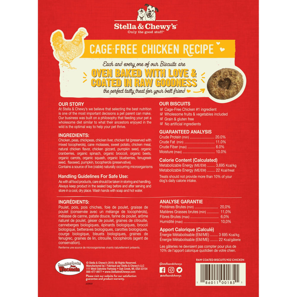 Stella & Chewy's biscuits poulet sans cage, biscuit épais idéal pour récompenses.