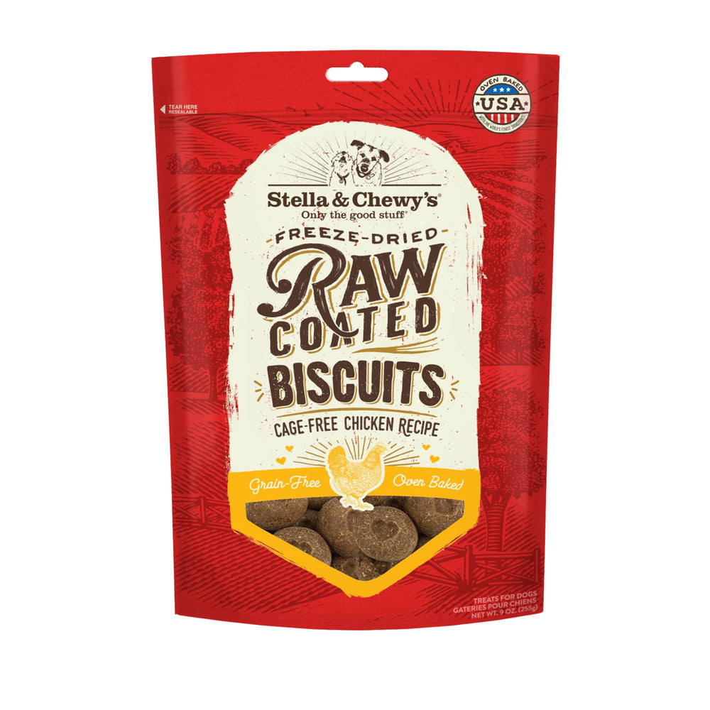 Stella & Chewy's, emballage des biscuits au poulet sans cage, pratique pour le quotidien.