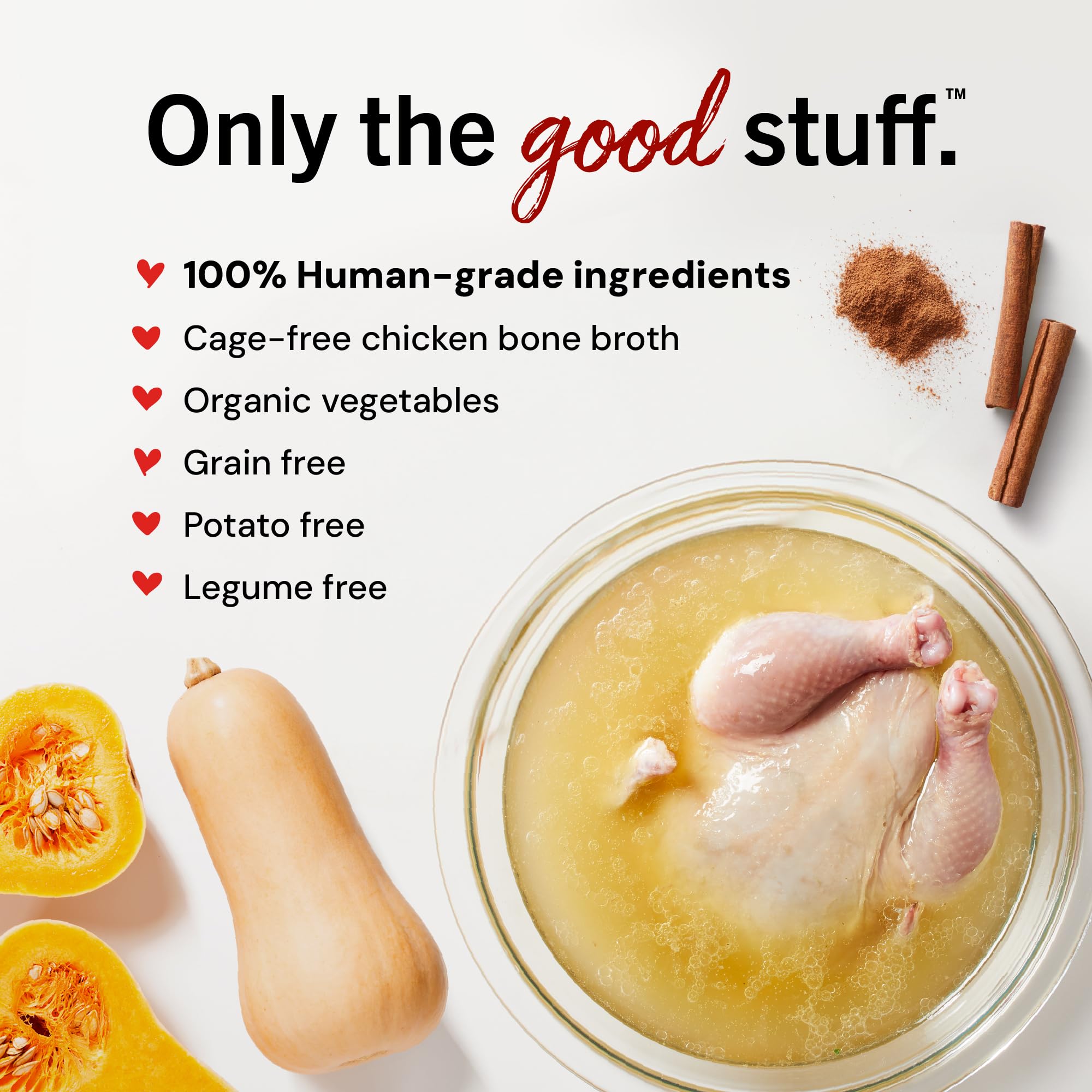 Ingrédients naturels: curcuma et cannelle avec bouillon de poulet, pour un goût réconfortant.