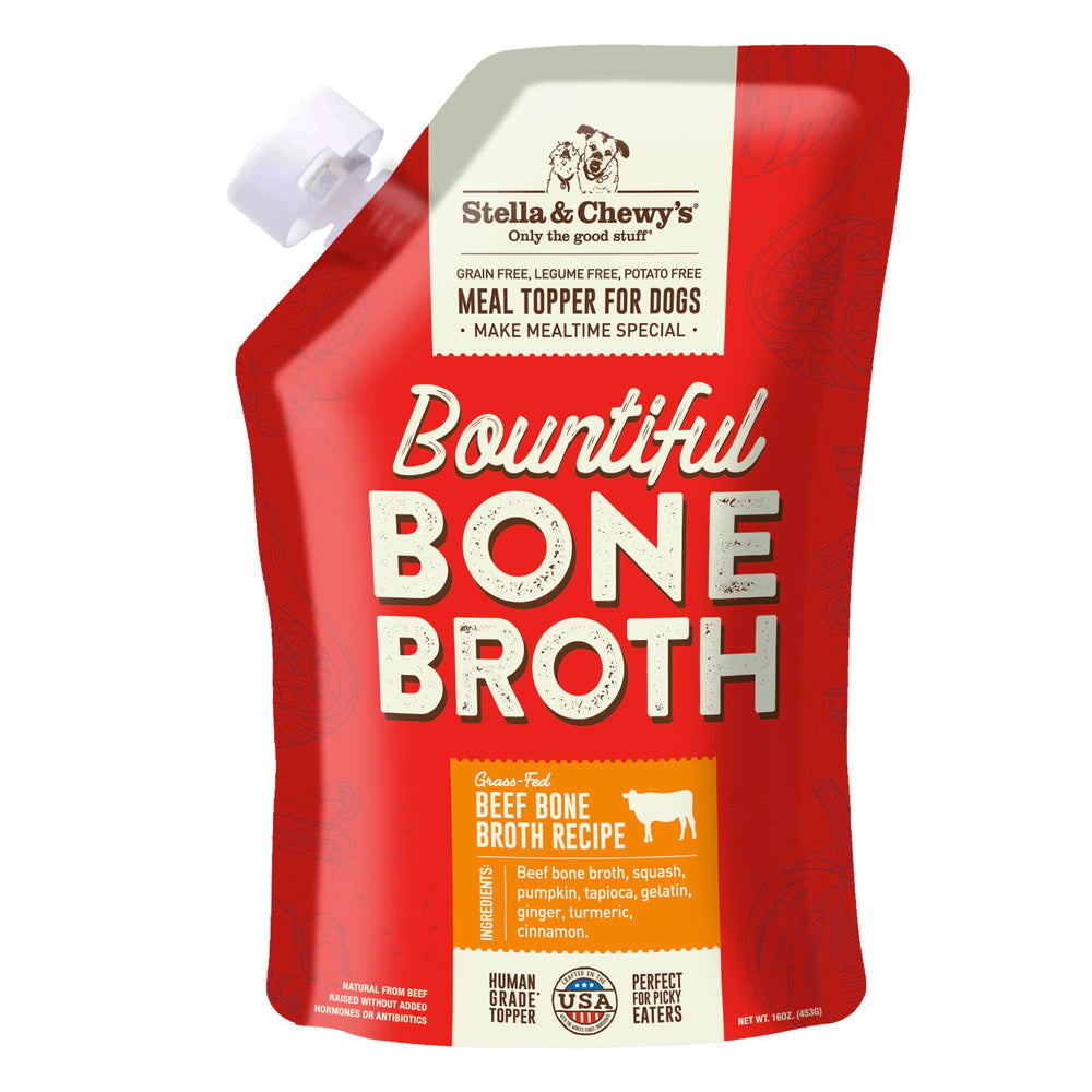 Bouillon d'os de bœuf naturel Stella & Chewy's, hydratation et goût riches pour chiens