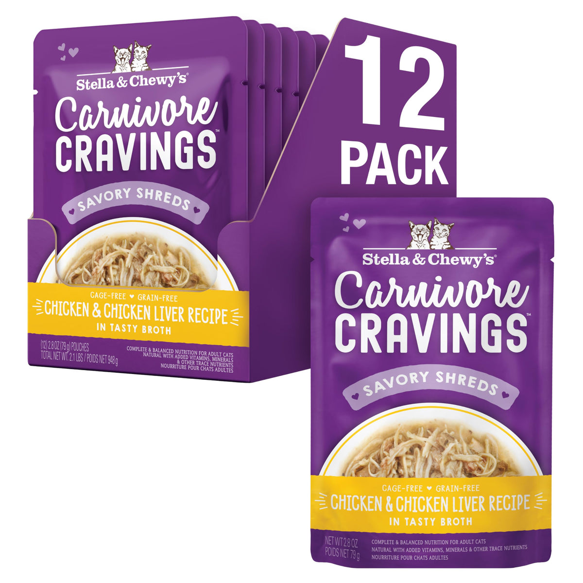 Stella & Chewy's Carnivore Cravings : morceaux de poulet dans un bouillon appétissant pour chats difficiles.