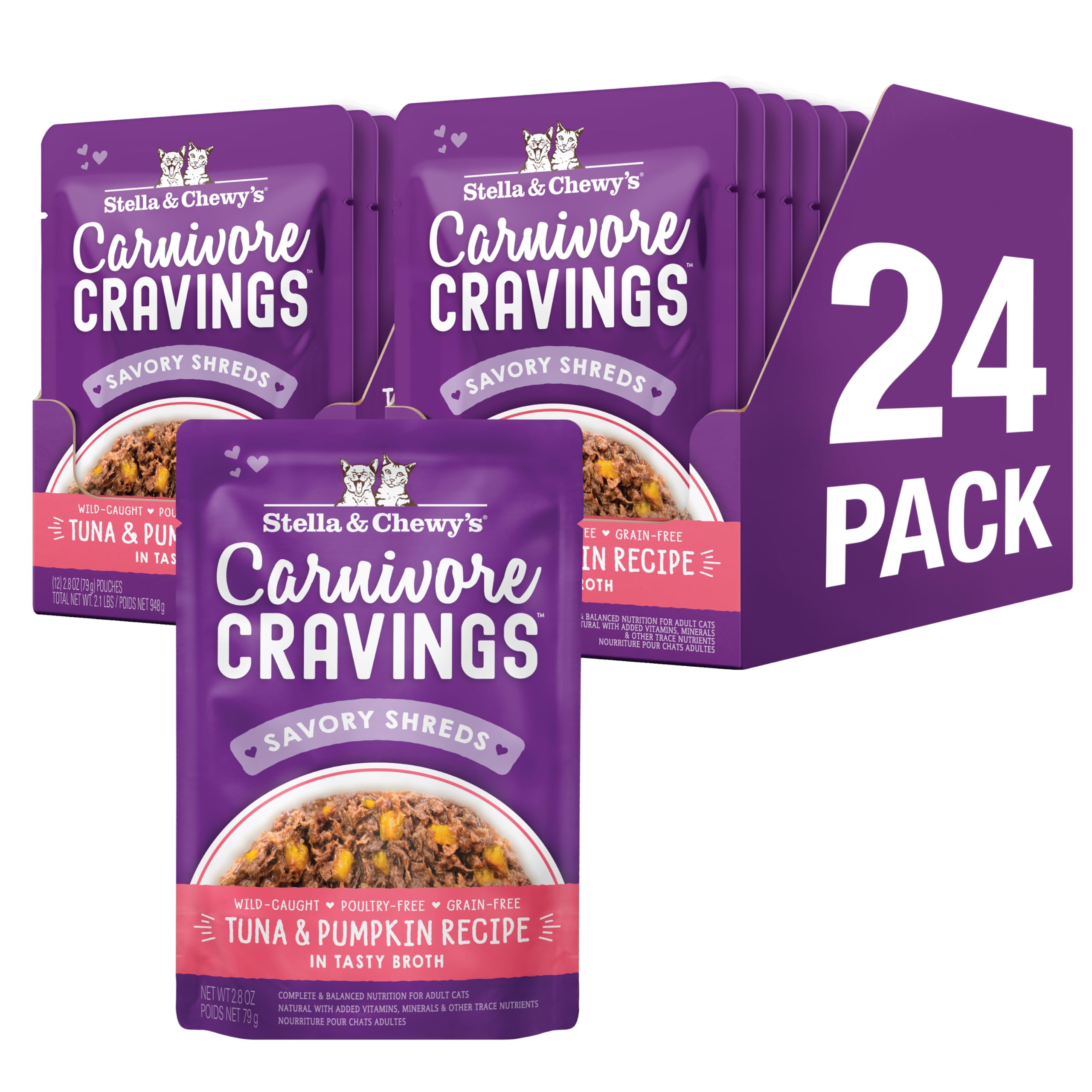 Stella & Chewy's Carnivore Cravings thon et citrouille, goût riche pour chats difficiles.