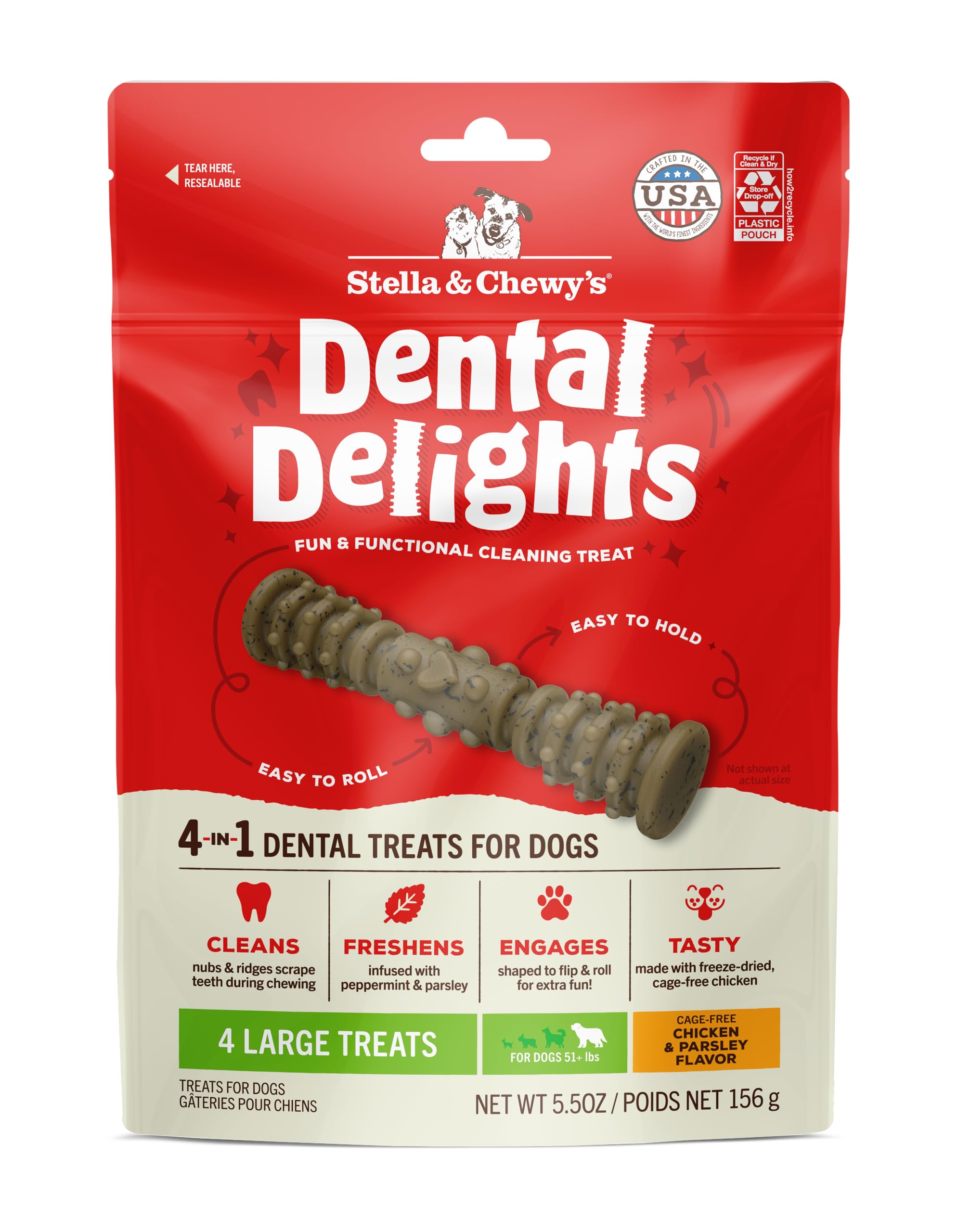 Stella & Chewy's Dental Delights emballage 5,5 onces pratique pour les sorties quotidiennes