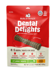 Emballage Stella & Chewy's Dental Delights, friandises dentaires attractives pour chiens.