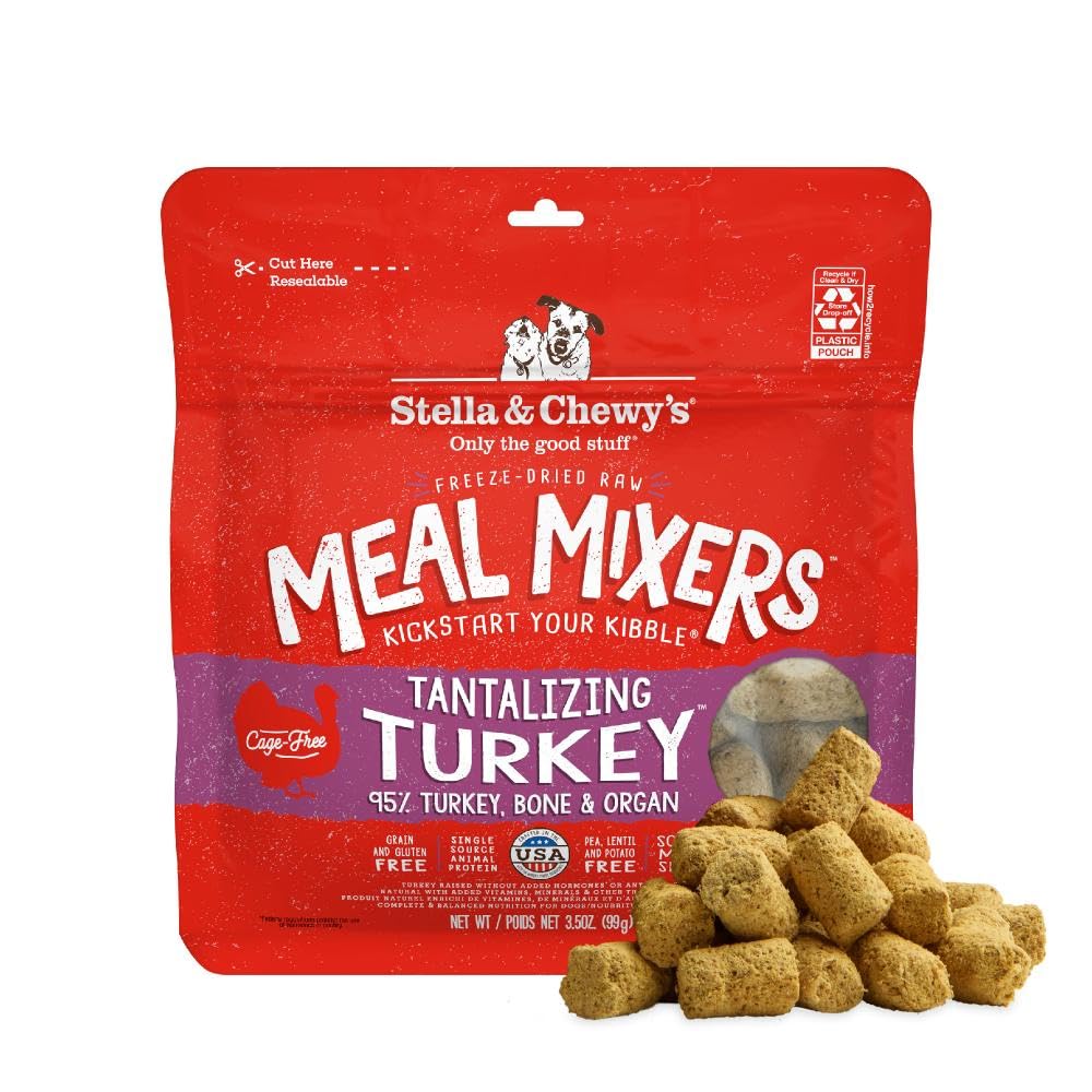 Stella & Chewy's dinde lyophilisée - topper appétissant pour chiens difficiles.