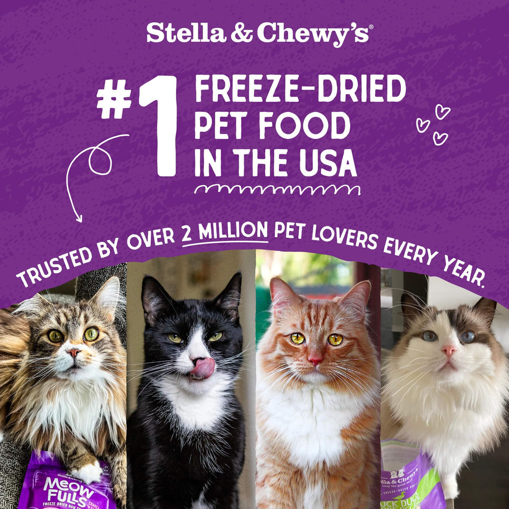 Étiquette Stella & Chewy's sur l'emballage, traçabilité et qualité.