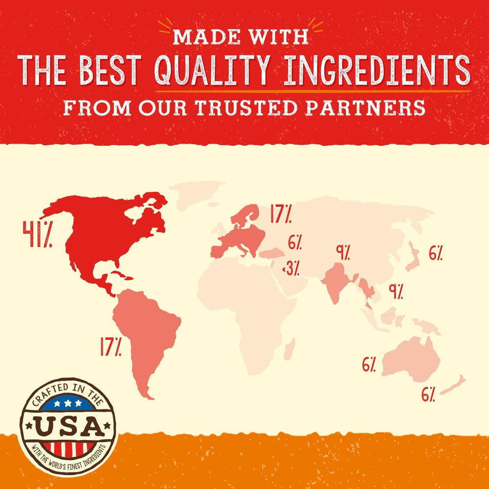 Fabriqué aux États-Unis: ingrédients biologiques utilisés par Stella & Chewy's.