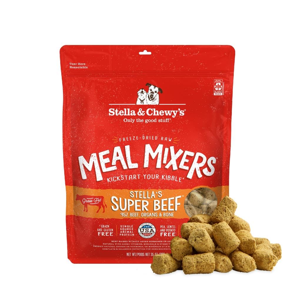 Morceaux lyophilisés Stella & Chewy's pour chiens, texture croquante et pratique.