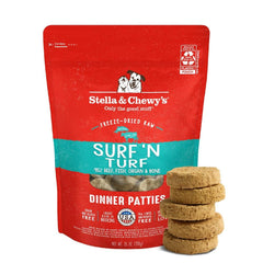 Galettes Stella & Chewy's Surf et Terre saumon et boeuf, repas complet pour chiens