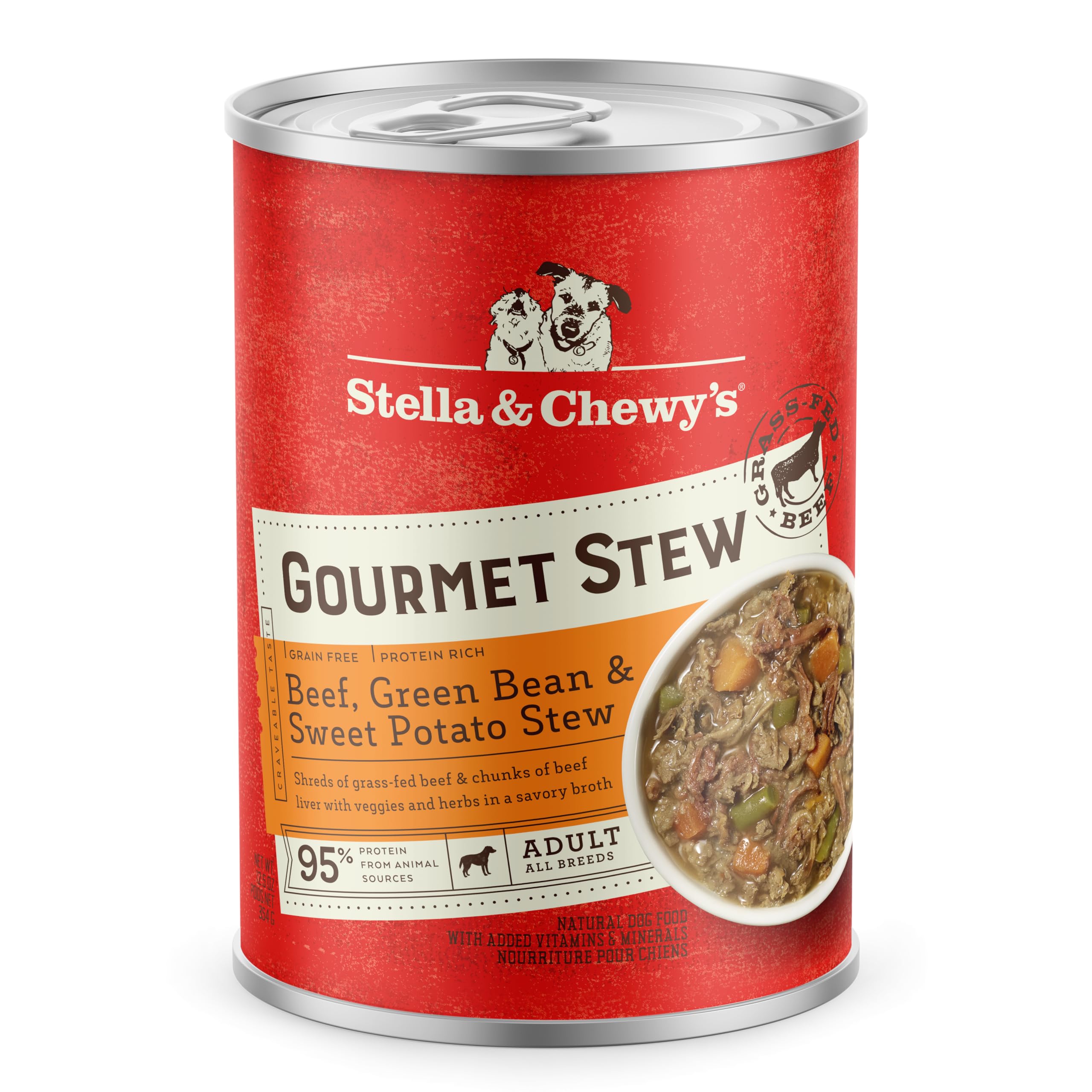 Stella & Chewy's boeuf en ragoût: texture mijotée, parfait comme repas principal pour chiens.